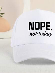 1 件兒童遮陽透氣休閒棒球帽帶網狀印花 Nope 適合戶外活動 - 白色 - 查看 2