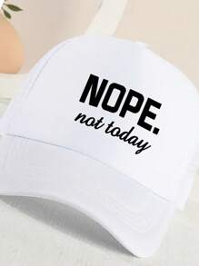 1 件兒童遮陽透氣休閒棒球帽帶網狀印花 Nope 適合戶外活動 - 白色 - 查看 3