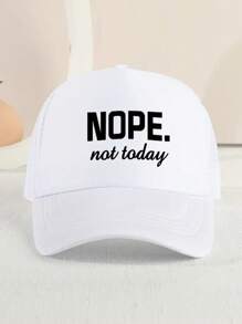 1 件兒童遮陽透氣休閒棒球帽帶網狀印花 Nope 適合戶外活動 - 白色 - 查看 1