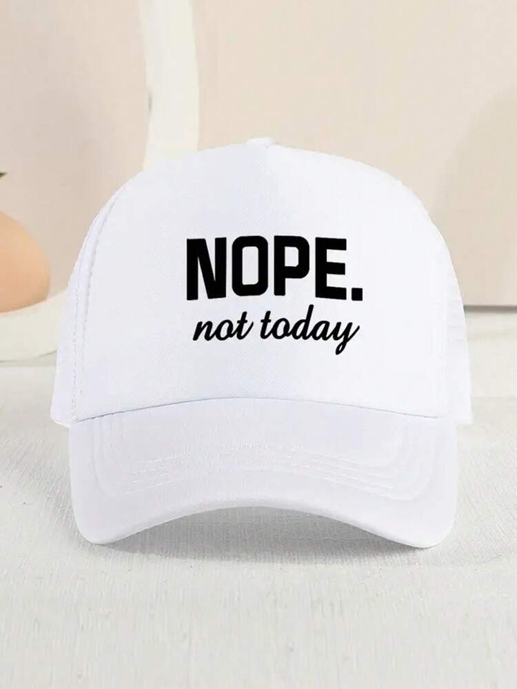 1 件兒童遮陽透氣休閒棒球帽帶網狀印花 Nope 適合戶外活動 - 白色 - 查看 1