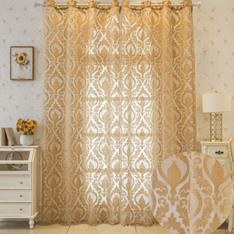 1件欧式镂空花卉薄纱窗帘，轻盈装饰窗帘