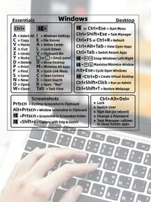 1片pvc視窗捷徑鍵貼紙,帶內置黏合劑,筆記型電腦捷徑膜 - 彩色 - 查看 2