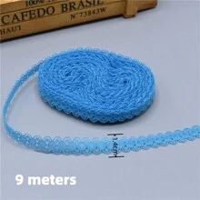 湖藍色美麗的9米花邊緞帶14mm優質花邊,diy刺繡花邊,適用於縫紉裝飾,非洲花邊布料 - 湖藍色 - 查看 2