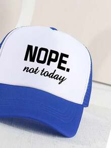 1pc Children's Sunshade Breathable Casual Baseball Cap With Mesh Print NOPE For Outdoor Activity - Blue and White - View 3