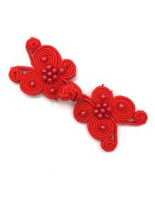 5pcs Fashionable Pink Handmade Butterfly & Beaded Button Loop For Dress Collar Decoration - Blue - View 5