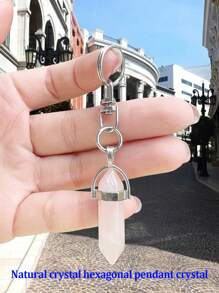 蝴蝶新式爆珠鏈與六角天然水晶吊墜,粉色防震汽車鑰匙套,適用於現代悅途/悅動/昂希諾/kona純電/索納塔 - 粉色 - 查看 4