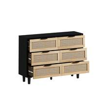 43.31"6-Drawers Rattan Storage Cabinet Rattan Drawer,For Bedroom,Living Room - Tự nhiên + Đen - Xem 7