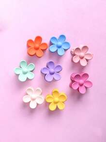 8入組純色兒童發夾,磨砂甜美花朵髮針,顏色可選,適合厚髮 - 彩色 - 查看 1