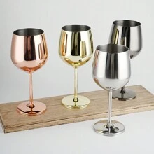 1pc Stainless Steel Red Wine Glass 520ml Electroplated Multicolor Goblet For Wine, Champagne, Burgundy - Silver - View 4