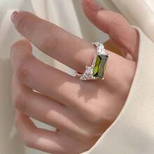 & Green Stone Ring For Women - Unique Design, High-End Fashion Accessories, Suitable For Daily Wear - J2910 - View 7