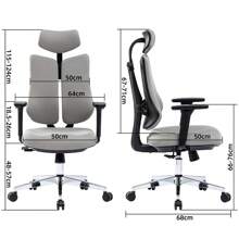 DYHOME Office Chair Ergonomic With Coat Hanger, Double Backrest, Mesh Office Chair With Adjustable Headrest, 3D Adjustable Armrest And Lumbar Support (Grey) - 灰色 - 查看 4