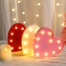 1 件 S/m 愛心造型裝飾小夜燈情人節桌面夜光送朋友禮物氛圍淺粉色白色紅色 - 黃色 - 查看 1