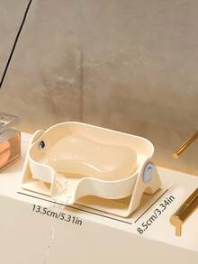 1pc Soap Box Wall Mounted Storage Rack High-End Drainer Container, Non-Punch Soap Holder Organizer - White - View 2