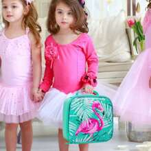 3 件組 火烈鳥雙面設計串珠女童背包含飯盒鉛筆盒小學生及幼兒園兒童 - 綠色 - 查看 8