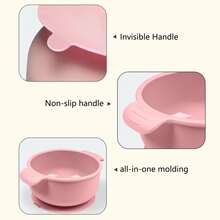 1pc Silicone Suction Cup Anti-Spill Pet Bowl, Portable & Hangable Drinking Bowl For Small Dogs And Cats - Pink - View 4