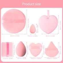mik&joe 7pcs/Set Pink Valentine'S Day Makeup Powder Puff Sponge Kit