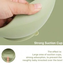 Baby Bowl, Silicone Feeding Tableware With Large Suction Base - Green - View 4