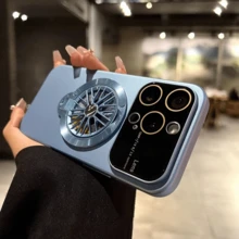 1個具有旋轉陀螺仪支架,磁吸吸附,鏡头保护器的手机壳,兼容iphone - 淺藍色 - 查看 3