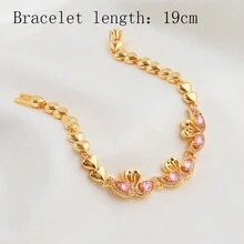 1入18k金鍍銅及鋯石鑲嵌愛鳥心形扣手鏈,情人節禮物 - 彩色 - 查看 6