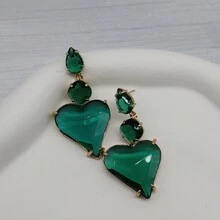 A Simple Yet Luxurious Fashionable Heart Shaped Pendant Earrings With Design - Royal Blue - View 1