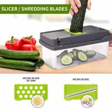 Vegetable Chopper, Pro Onion Chopper, 14 In 1 Multifunctional Food Chopper, Kitchen Vegetable Slicer Dicer Cutter, Veggie Chopper With Blades, Carrot Chopper With Container - 14 in 1 - View 6