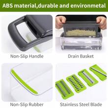 Vegetable Chopper, Pro Onion Chopper, 14 In 1 Multifunctional Food Chopper, Kitchen Vegetable Slicer Dicer Cutter, Veggie Chopper With Blades, Carrot Chopper With Container - 14 in 1 - View 3