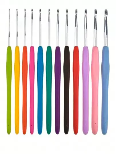 Kit Agulhas Croche Soft Cabo Emborrachado 12 Peças 2 -8 Mm