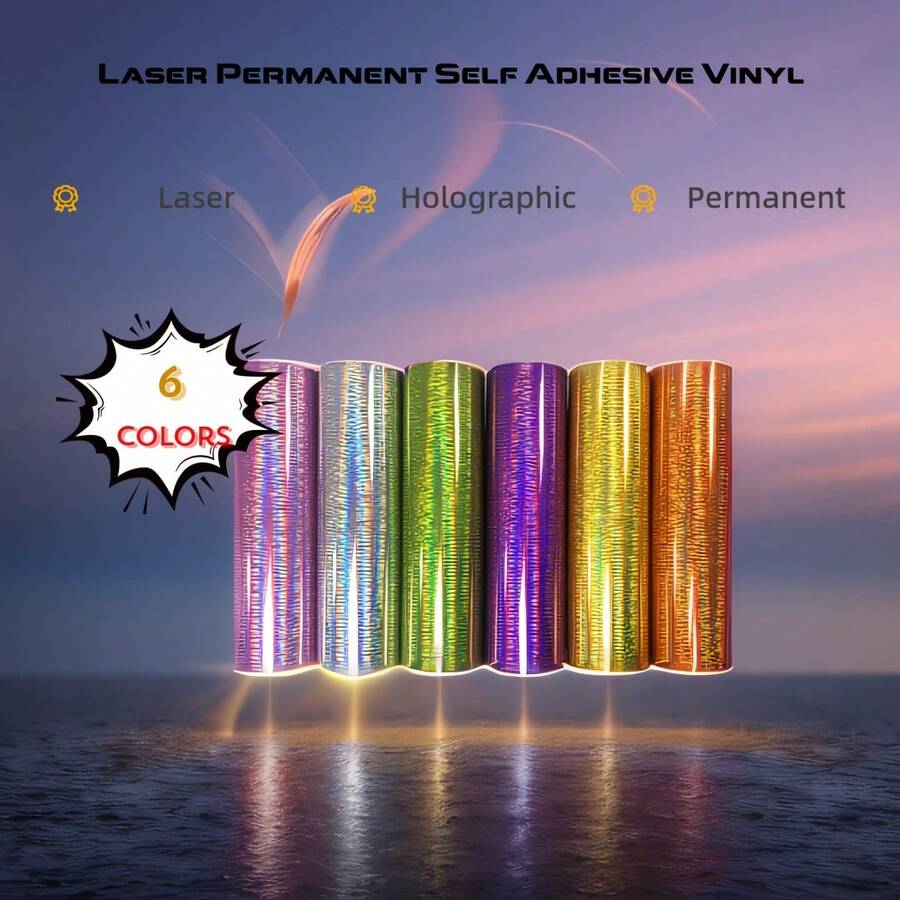 6張30x21公分/11.8x8.2英寸激光刷面自粘式永久貼紙 - 6 色炫彩組合 - 查看 1