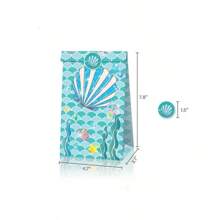 派對禮袋美人魚糖果袋海底派對裝飾組,包含12個袋子和12個貼紙 - 彩色 - 查看 3