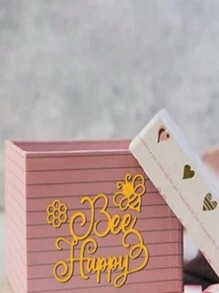 3入組蜜蜂和字母設計金屬模切模板,diy相簿和紙質手工藝品 - 銀色 - 查看 3