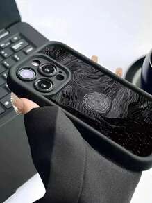 Sprayed Bamboo Starry Sky Designed Shockproof Black Phone Case Compatible With IPhone 14 Pro - Multicolor - View 3