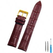 Calf Leather Watch Band For Men And Women, 16mm, 18mm, 20mm, 22mm, Watch Accessories, Solid Buckle, Black And Brown As A Gift For Students Returning To School - Black - View 10