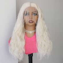 Short Blonde Blonde Short Curly Wavy Lace Frontal Wigs Synthetic Lace Front Wigs For Women Heat Resistant Cosplay  Daily Wigs - Gold - View 1