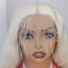 Short Blonde Blonde Short Curly Wavy Lace Frontal Wigs Synthetic Lace Front Wigs For Women Heat Resistant Cosplay  Daily Wigs - Gold - View 7