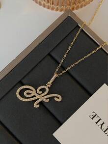 1 件時尚奢華字母項鍊,設計簡約,鎖鏈,適合女士派對、約會、旅行和日常佩戴 - 金色 - 查看 27