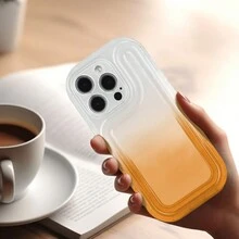 1pc Gradient Orange Anti-Drop Airbag Style Tpu Phone Case, Compatible With Iphone Series - Orange - View 8