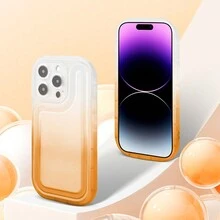 1pc Gradient Orange Anti-Drop Airbag Style Tpu Phone Case, Compatible With Iphone Series - Orange - View 3