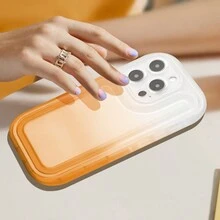 1pc Gradient Orange Anti-Drop Airbag Style Tpu Phone Case, Compatible With Iphone Series - Orange - View 9