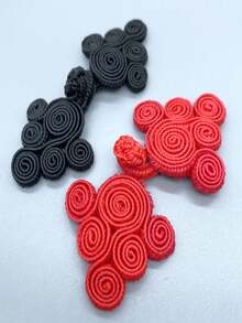 5入手工中式復古唐裝扣,六環扣扣緊裝 - 紅色 - 查看 3