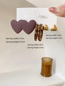 1套3對時尚幾何拼裝下垂耳環,經典c形耳環,百搭耳飾 - 彩色 - 查看 13