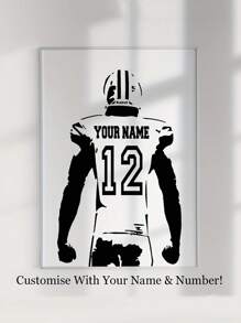 1張定制足球海報,定制足球帆布壁畫,定制名字和號碼球員球衣牆飾,足球禮物適合父親、丈夫、兒子,臥室客廳牆壁裝飾理想禮物,無框 - 彩色 - 查看 1