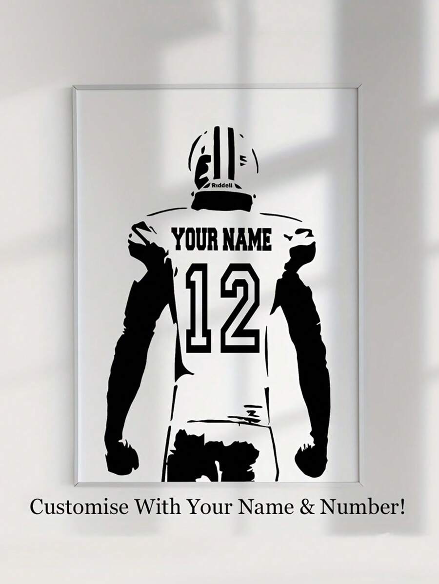 1張定制足球海報,定制足球帆布壁畫,定制名字和號碼球員球衣牆飾,足球禮物適合父親、丈夫、兒子,臥室客廳牆壁裝飾理想禮物,無框 - 彩色 - 查看 1