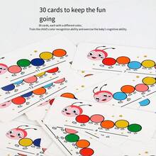 木製毛毛蟲串珠玩具,蒙特梭利互動早期教育學習玩具,適用於兒童 - 彩色 - 查看 5