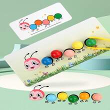 木製毛毛蟲串珠玩具,蒙特梭利互動早期教育學習玩具,適用於兒童 - 彩色 - 查看 7