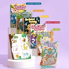 1入組卡通早教寫字筆練習本,可重複使用的寫作工具、字母和數字跟蹤練習冊,兒童初學寫作練習冊,兒童教育玩具 - 紫色 - 查看 4