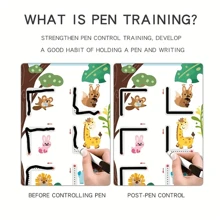 1入組卡通早教寫字筆練習本,可重複使用的寫作工具、字母和數字跟蹤練習冊,兒童初學寫作練習冊,兒童教育玩具 - 紫色 - 查看 7