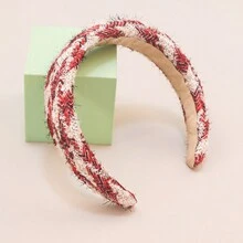 1入女孩固體色紅色2024新年髮飾,極簡主義風格無齒髮箍,適用於創建高髻,松緊適中的頭帶,日常使用 - 紅白色 - 查看 7
