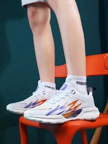 男士運動鞋,前繫帶,舒適輕質網眼鞋面,適合跑步和日常戶外活動,適合情侶,時尚女式登山鞋 - 白色 - 查看 9