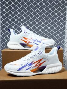 男士運動鞋,前繫帶,舒適輕質網眼鞋面,適合跑步和日常戶外活動,適合情侶,時尚女式登山鞋 - 白色 - 查看 7