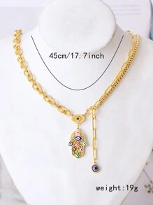 1 Miếng Phong cách Bohemian Mắt & Có màu sắc Dầu Thiết kế Hình cọ Thép không gỉ Vòng cổ mặt dây chuyền , Thích hợp Đối với Mặc hàng ngày - Vàng - Xem 5